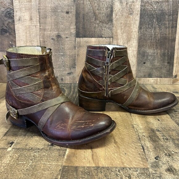 Freebird by Steven Sammi Ankle Strappy Brown Boots Booties Womens 8 - Picture 12 of 12